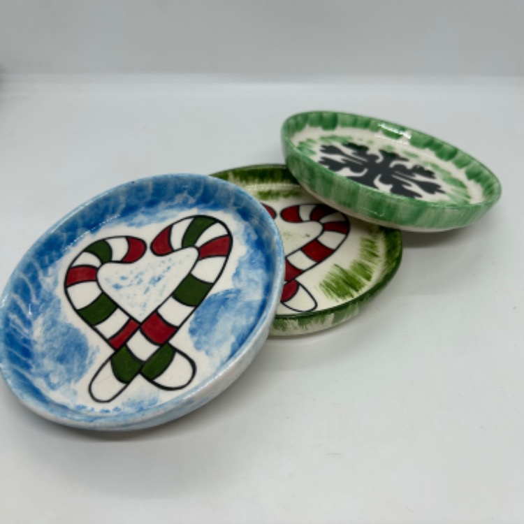 Çini, yılbaşı tabak seti, 3lü set