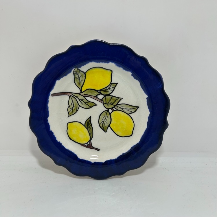 Çini, limon desenli, kıvrımlı tabak