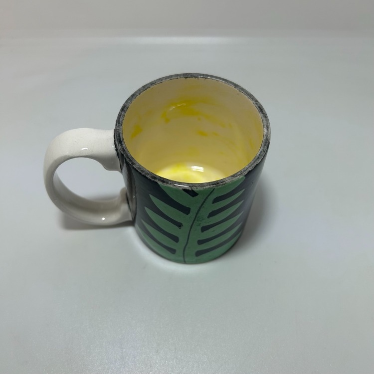 Çini - mini kupa - yaprak desenli