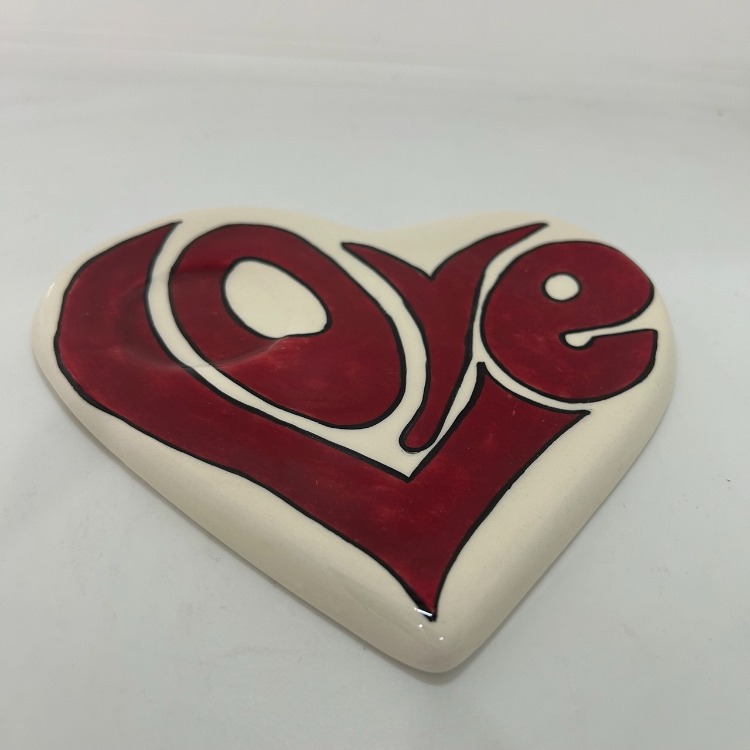 Çini - Kalp formunda fincan altlığı - çay tabağı - LOVE