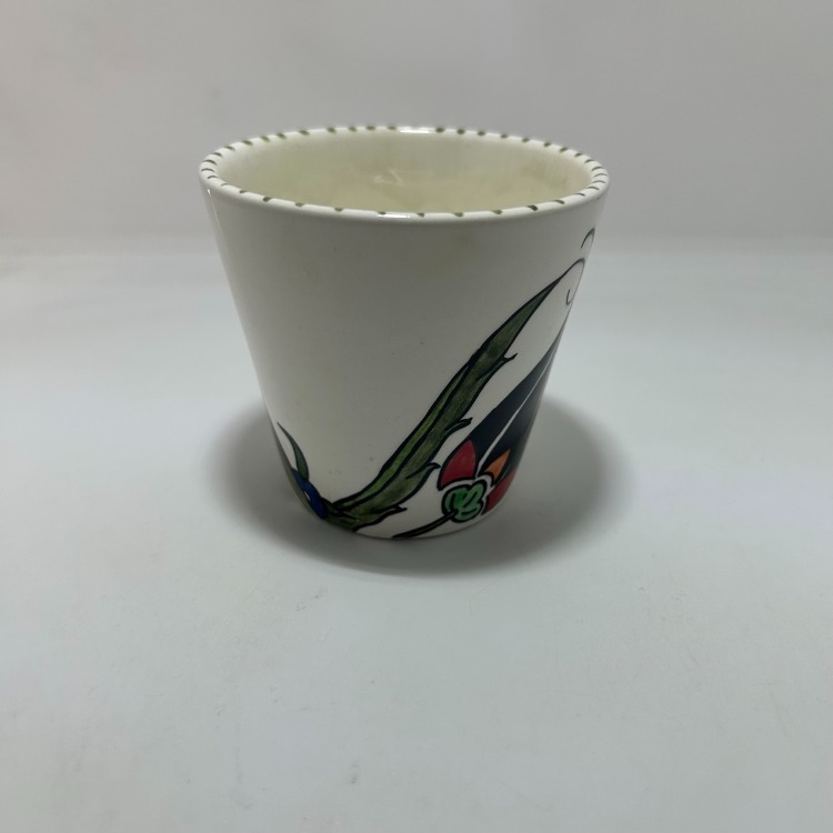 Çini - Lale Desenli Kulpsuz Fincan - Kupa