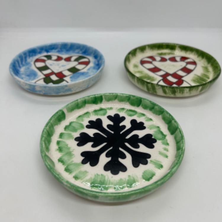 Çini, yılbaşı tabak seti, 3lü set