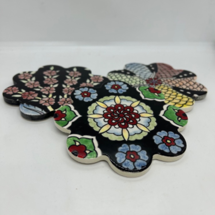 3lü set, çini bardak altlığı