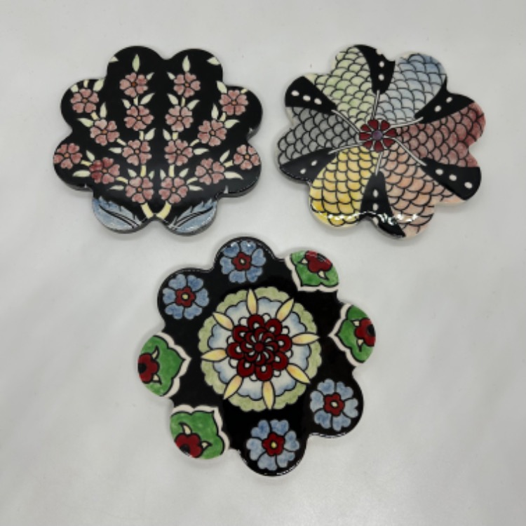 3lü set, çini bardak altlığı