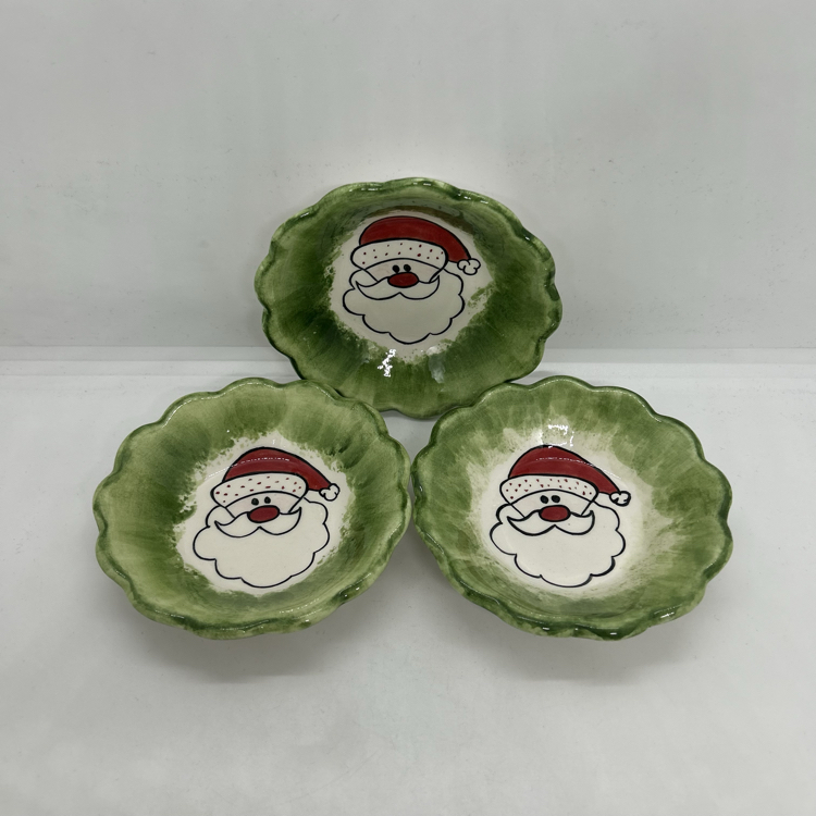 Çini, 3lü çay tabak seti, Noel baba desenli