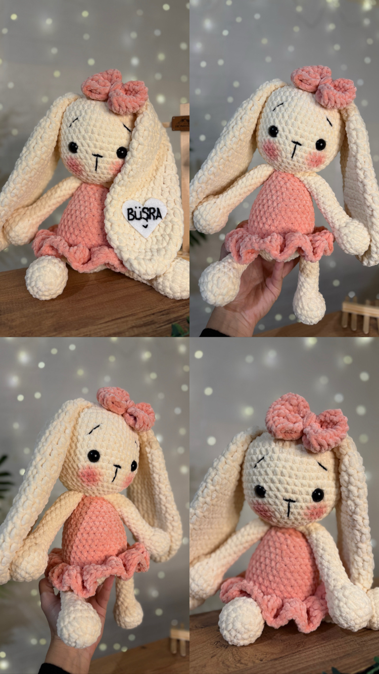 30-35cm Amigurumi Peluş Balerin tavşan (isim işlenebilir)