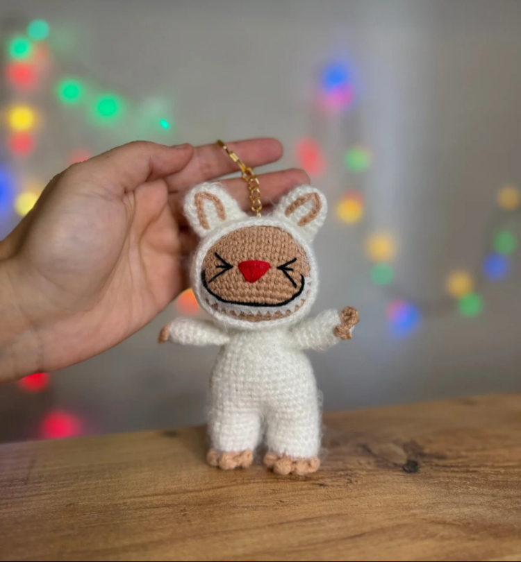 Amigurumi lububu figürlü anahtarlık çanta süsü