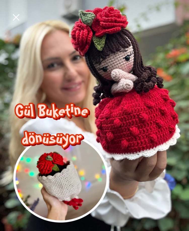 Prenses Bebek – Gül Buketine Dönüşen Özel Tasarım Amigurumi
