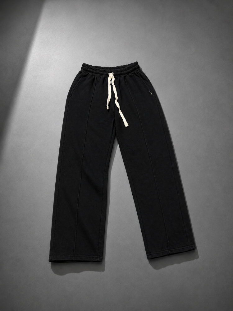 Vintage Washed Wide Leg Eşofman - Siyah