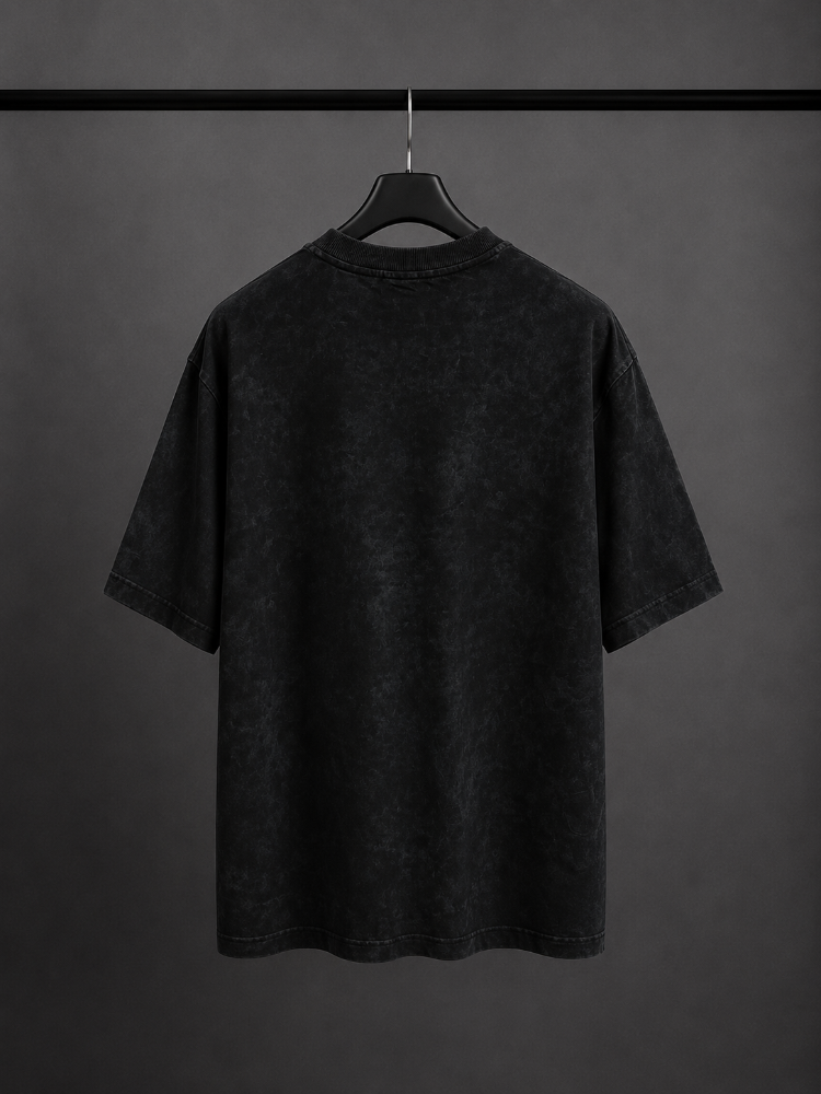 Vintage Washed Oversize T-Shirt - Siyah