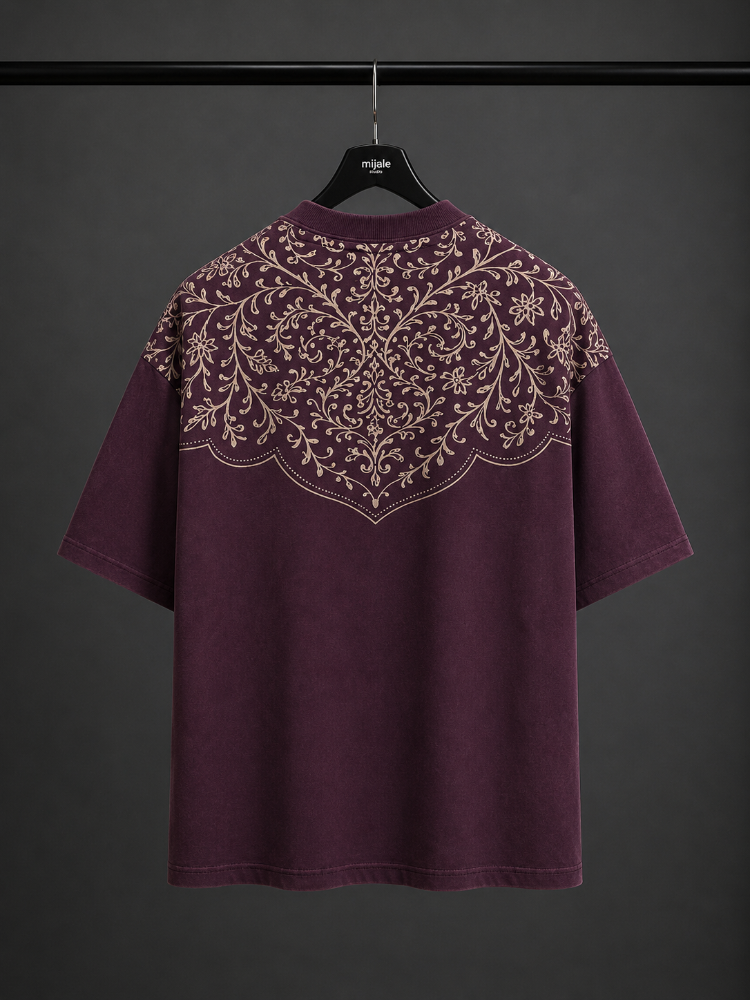 Vintage Washed Oversize T-Shirt - Bordo