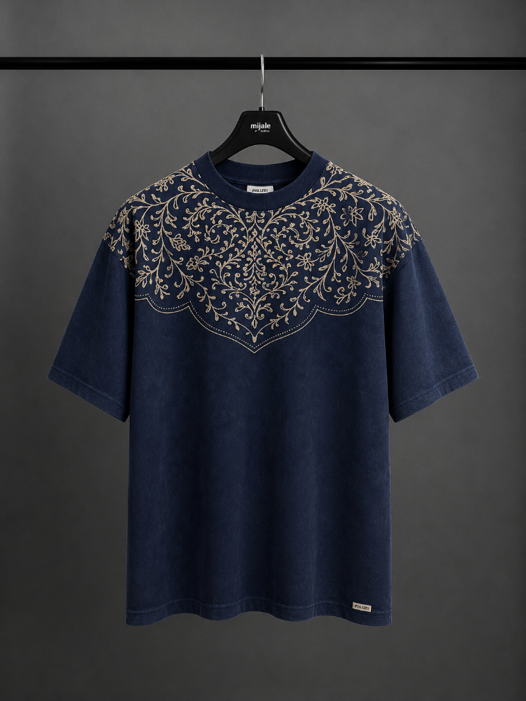 Vintage Washed Oversize T-Shirt - Lacivert