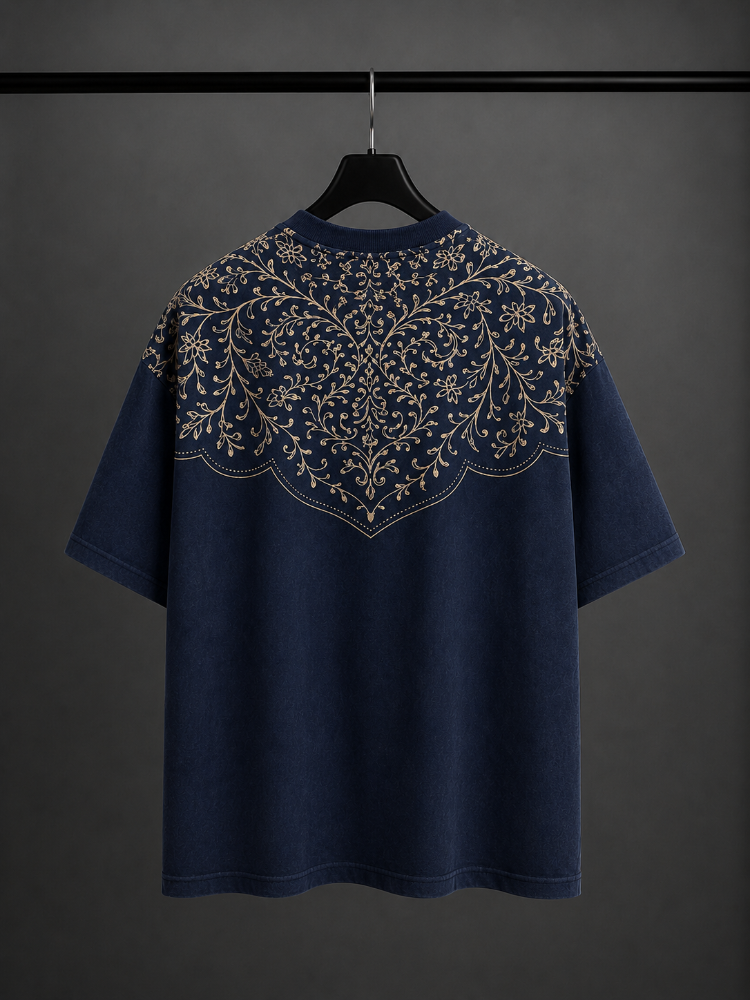 Vintage Washed Oversize T-Shirt - Lacivert