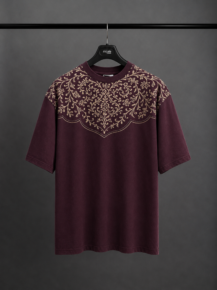 Vintage Washed Oversize T-Shirt - Bordo