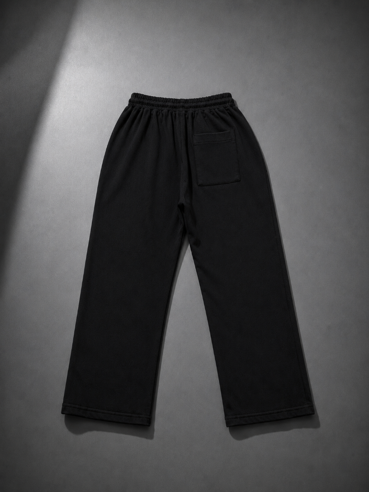 Vintage Washed Wide Leg Eşofman - Siyah