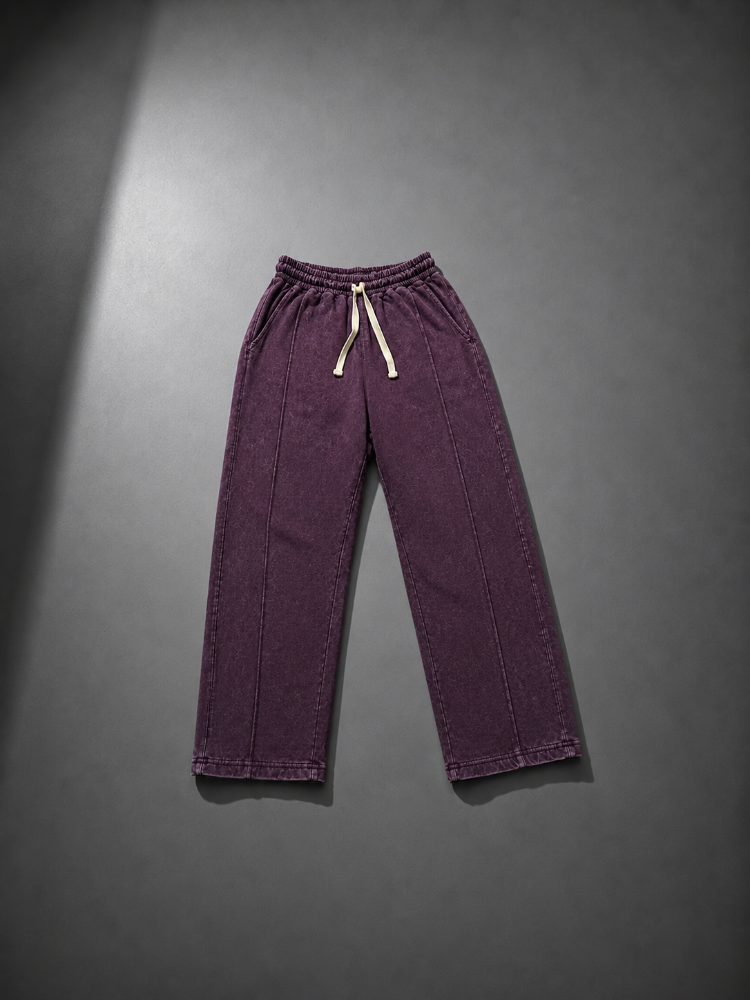 Vintage Washed Wide Leg Eşofman - Bordo