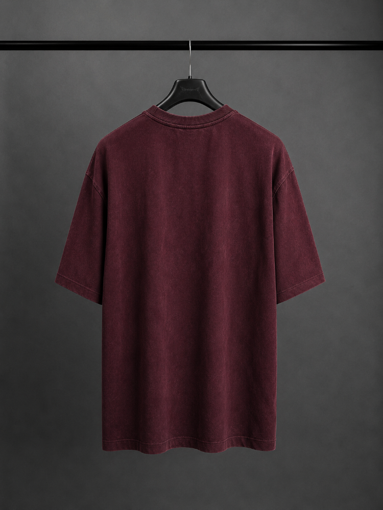 Vintage Washed Oversize T-Shirt - Bordo