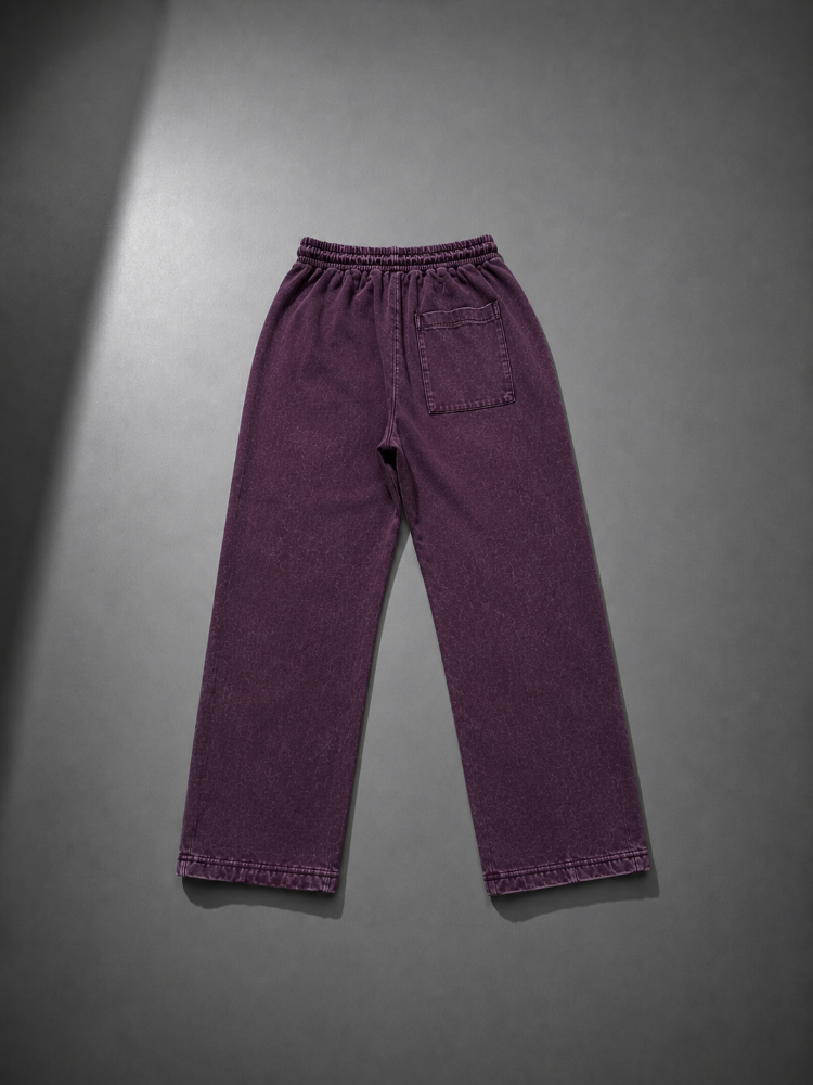 Vintage Washed Wide Leg Eşofman - Bordo