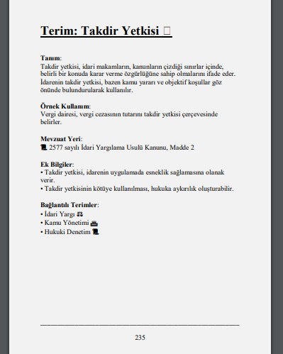 İdare Hukuku Terimler Sözlüğü