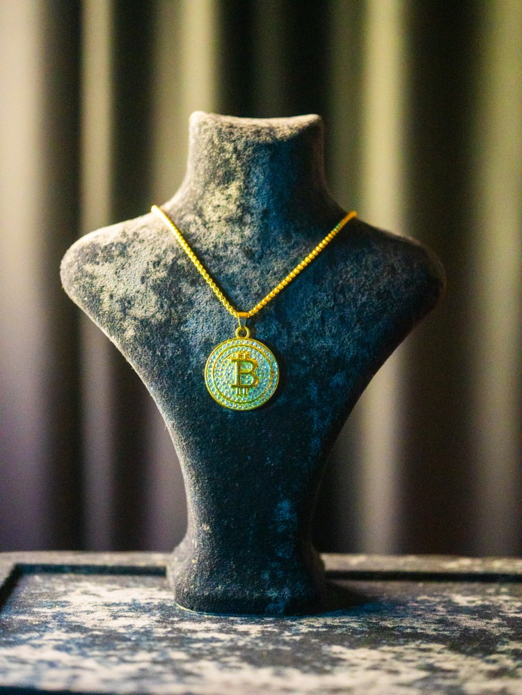 ICE “BITCOIN” SILVER/GOLD PENDANT