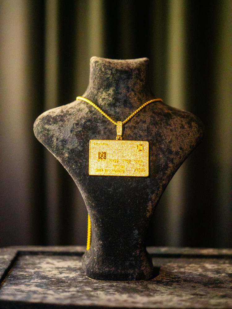 ICE "CARD" GOLD PENDANT
