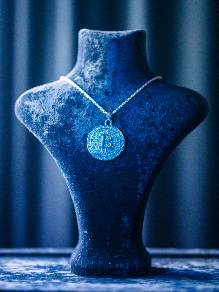 ICE “BITCOIN” SILVER/GOLD PENDANT