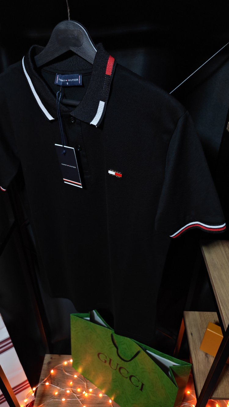Tommy Hilfiger İkonik Şerit Detaylı Siyah Polo Tişört
