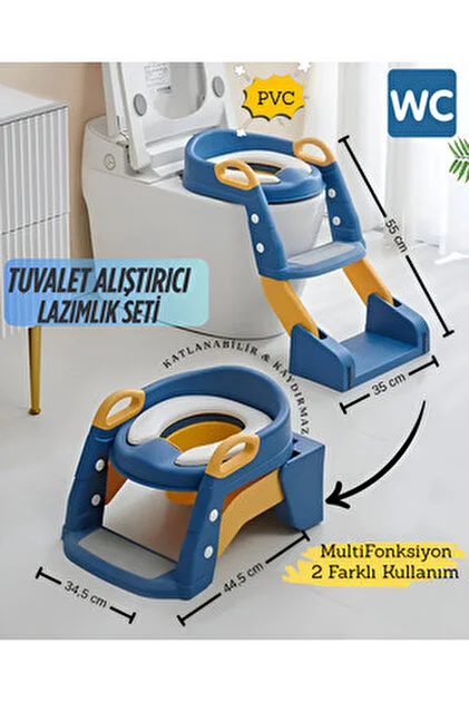 Merdivenli Çocuk Klozet Adaptörü - Katlanabilir Tuvalet Eğitimi Basamağı