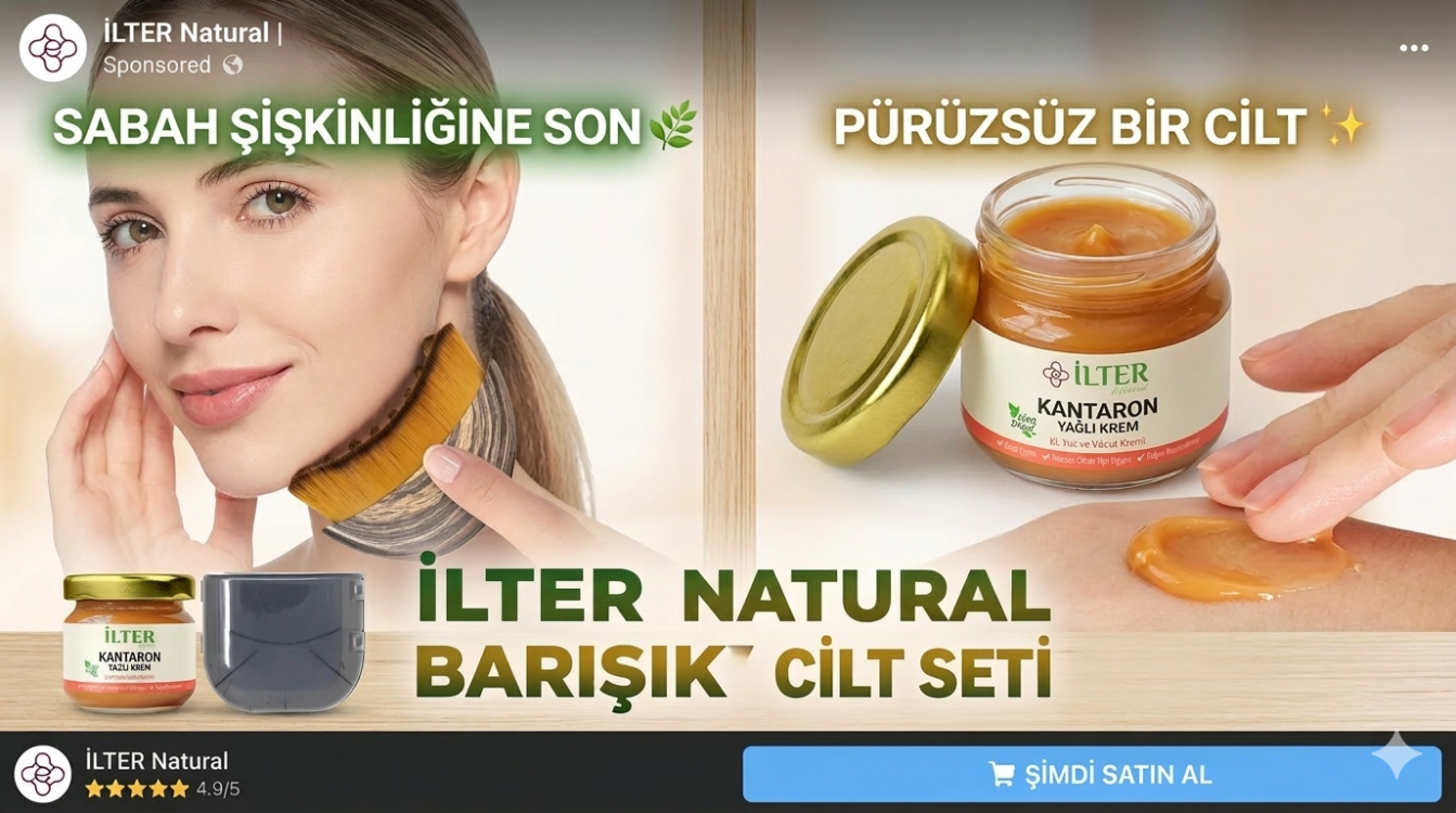 İLTER Natural Barışık Cilt Seti | %100 Doğal Kantaron Yağlı Krem & Lenfatik Drenaj Fırçası