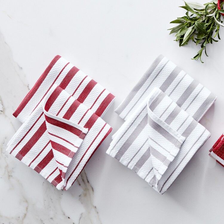 2'li Stripes Kırmızı Havlu Seti
