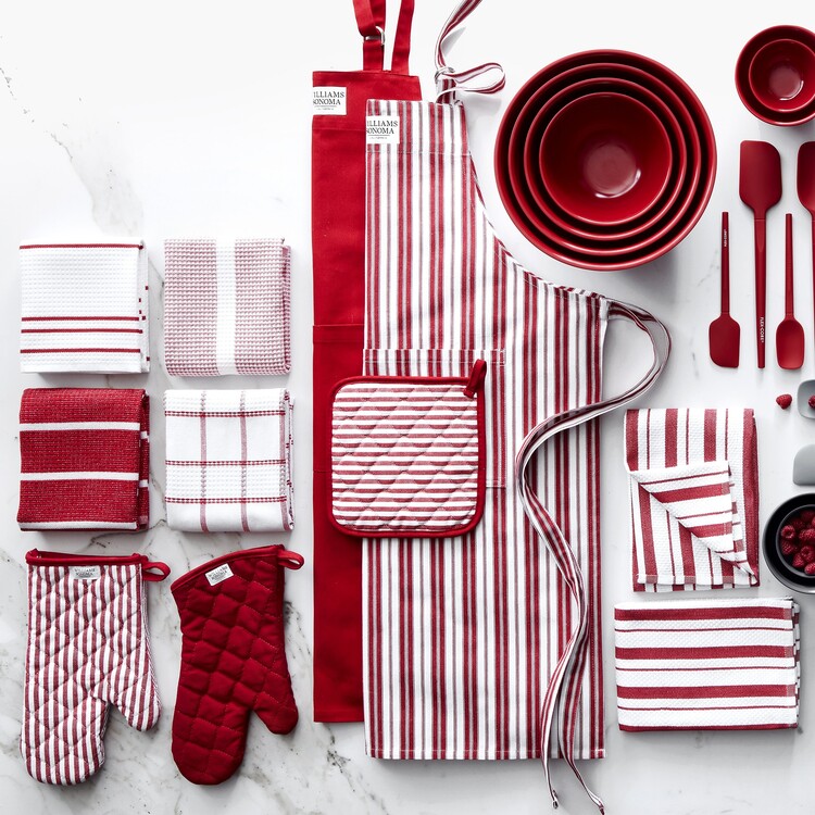 2'li Stripes Kırmızı Havlu Seti