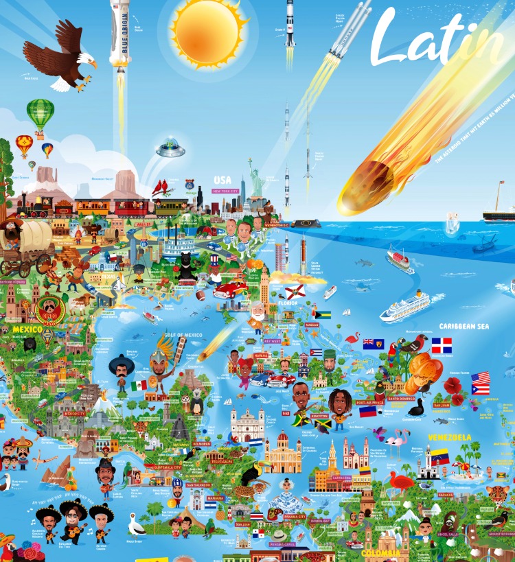 Latin America Map Poster ( İmzalı )