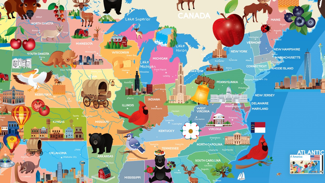 Amerika Birleşik Devletleri ( Harita Poster ) İngilizce