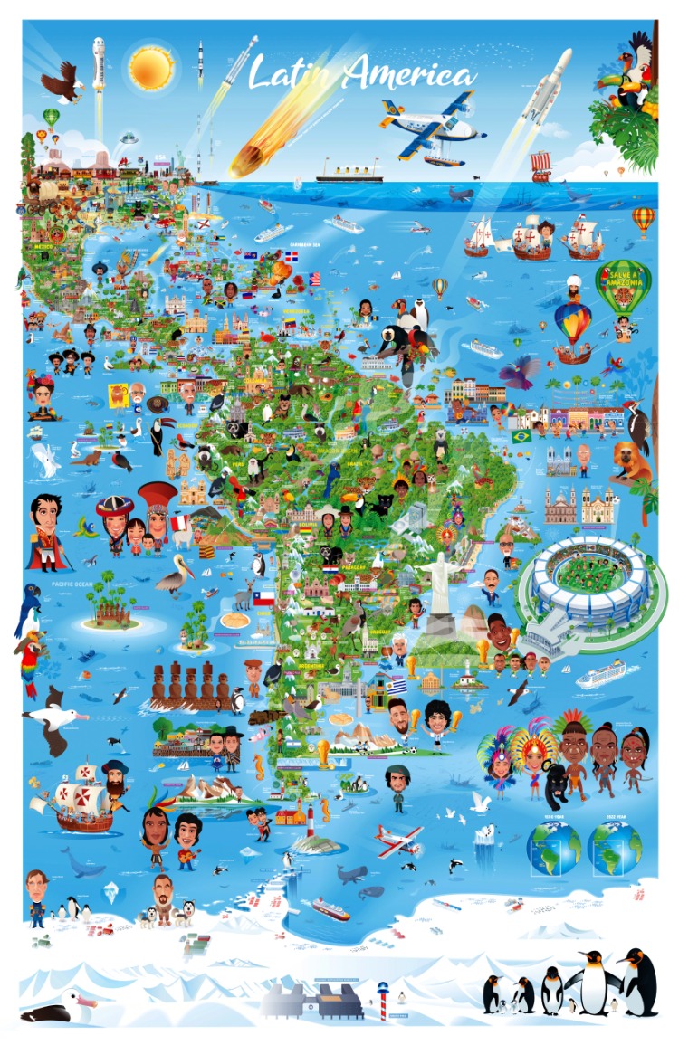 Latin America Map Poster ( İmzalı )