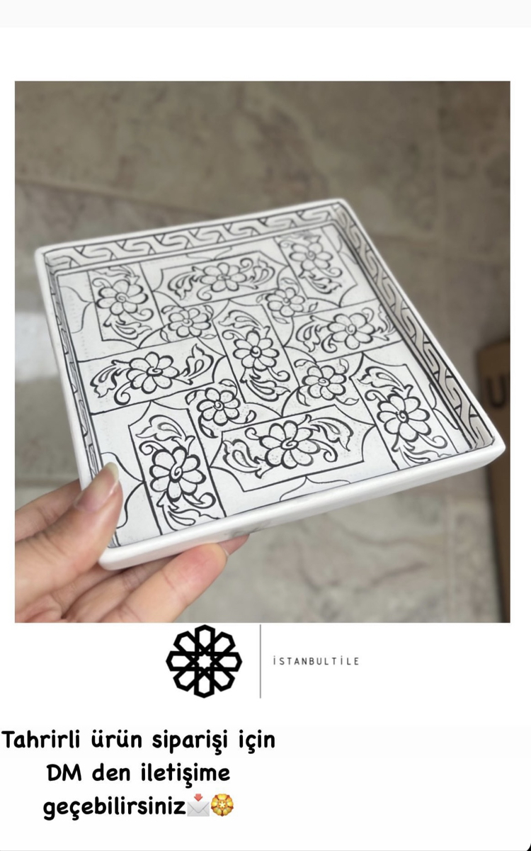 15 cm babanakkaş tahrirli kare form tabak 