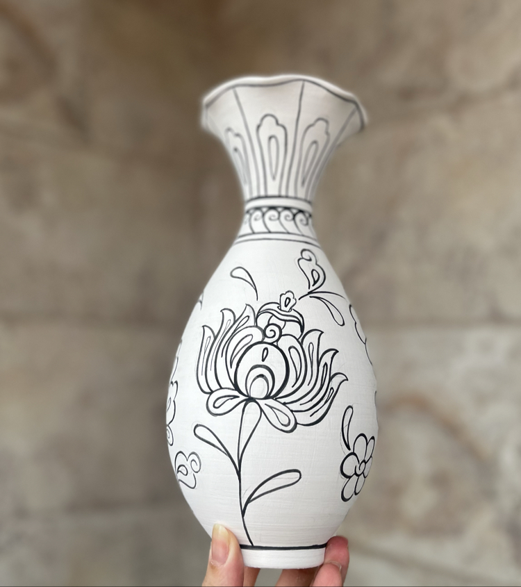 25 cm babanakkaş motifli tahrirli vazo
