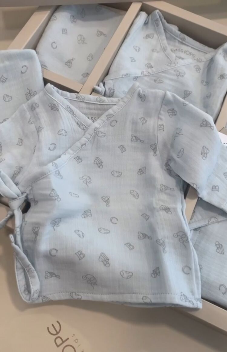 Müslin Bebek Hastane Çıkış Takımı-Mavi
