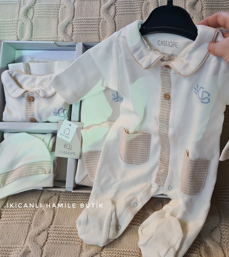 Cassiopebaby Hastane Çıkış Seti-Organik Yenidoğan bebek set