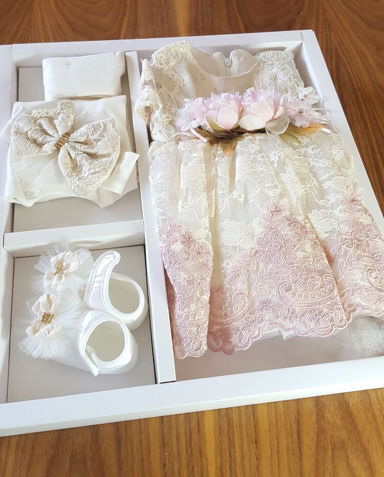 Eda Baby Mevlüt Elbise Takım-kız bebek mevlüt kıyafeti-0-3 ay-FIRSAT ÜRÜNÜ 