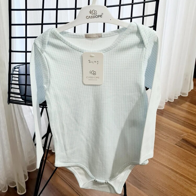 Uzun kol çıtçıtlı body-pitikare mavi bebek body