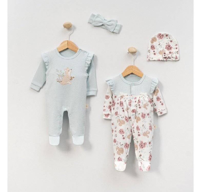 Kız Bebek 2li Tulum Set - Sincaplı Tulum Set 