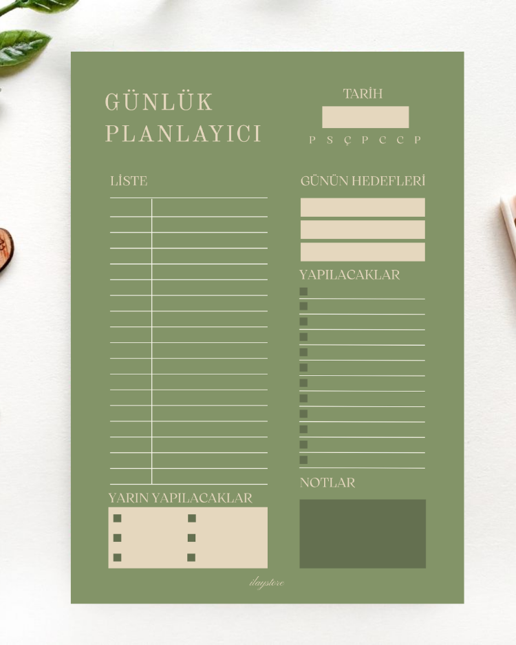 Minimal Yeşil Günlük Planlayıcı