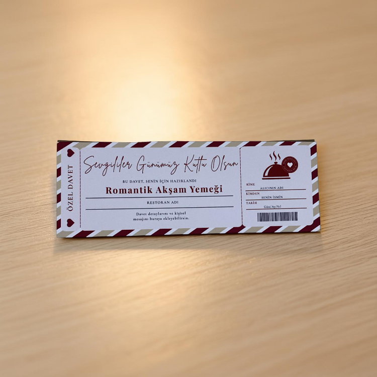 Sevgililer Günü Romantik Akşam Yemeği Ticket Kart