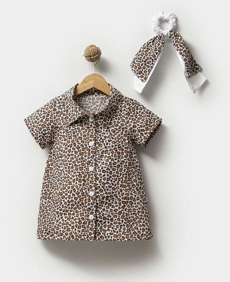 Leopar detaylı elbise