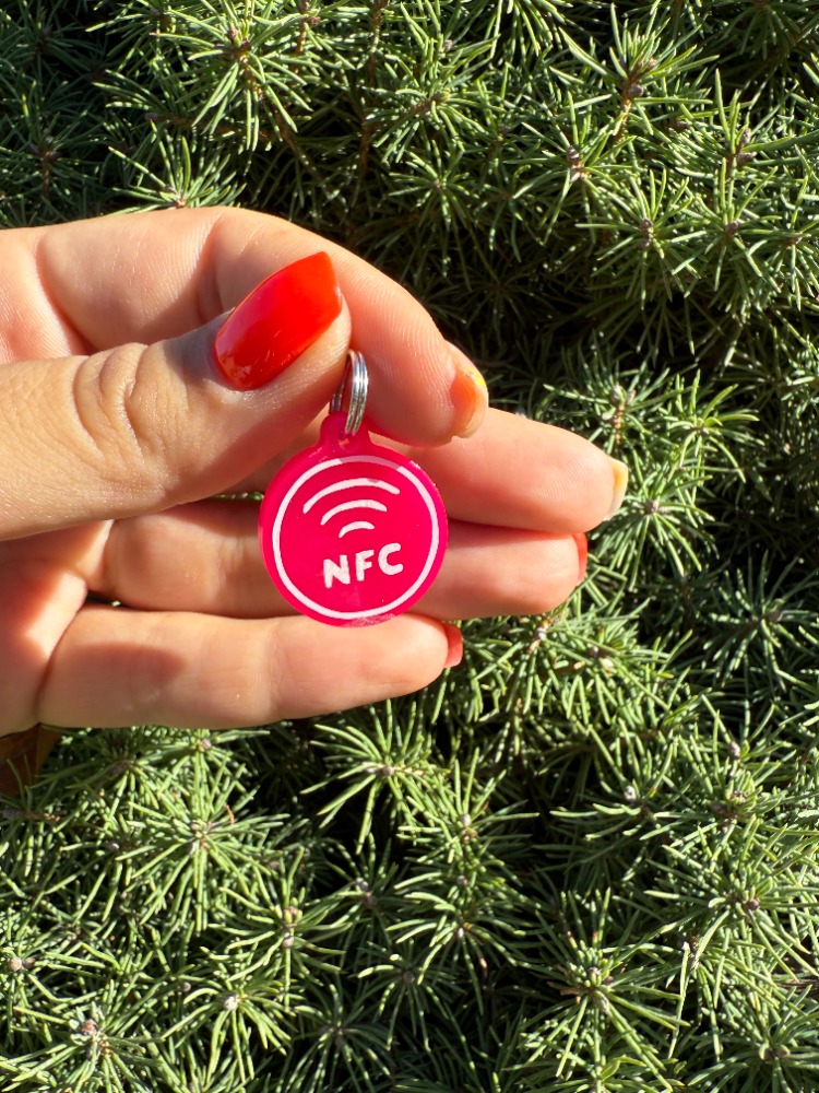 Mini NFC Çipli Dijital Künye - 2.2cm Neon Pembe