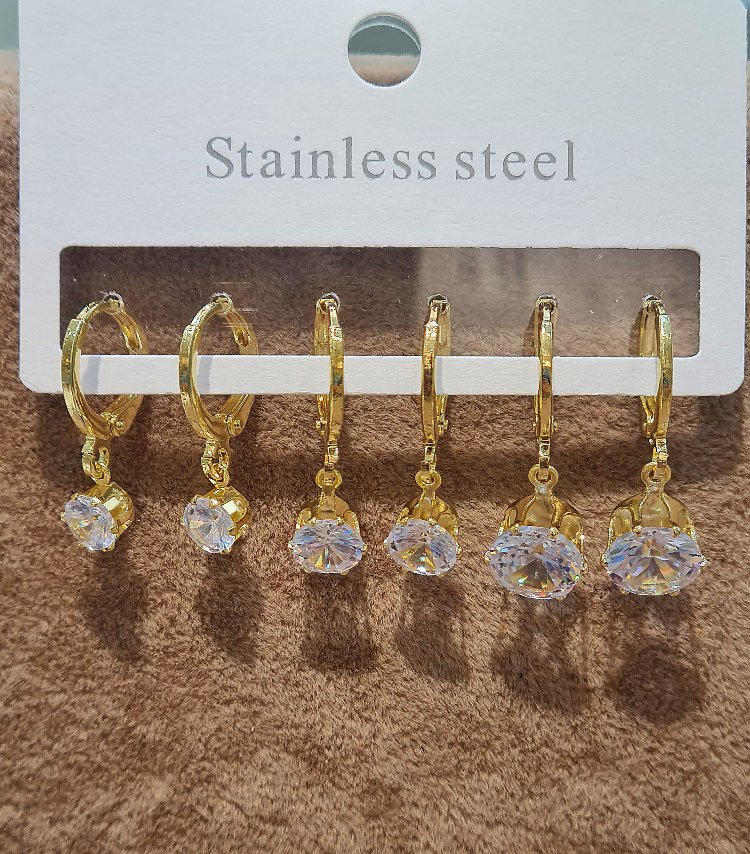 ÇELİK 6 LI SALLANTLI ZİRKON GOLD KÜPE