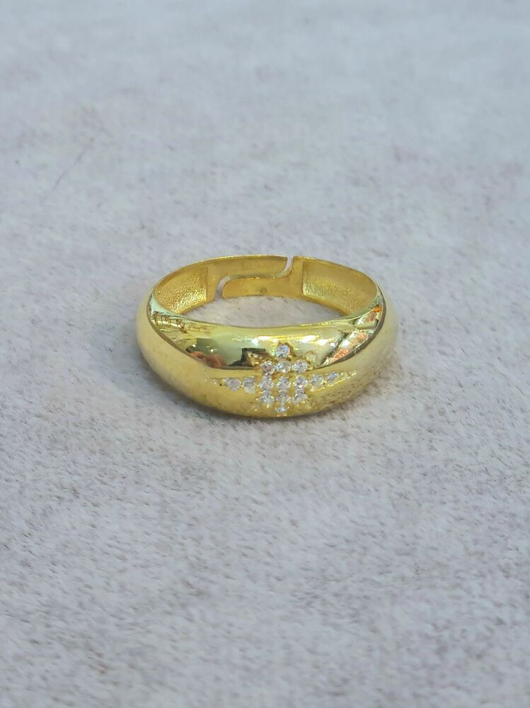 gümüş gold kaplama yıldız motifli zirkon ayarlanilir yüzük
