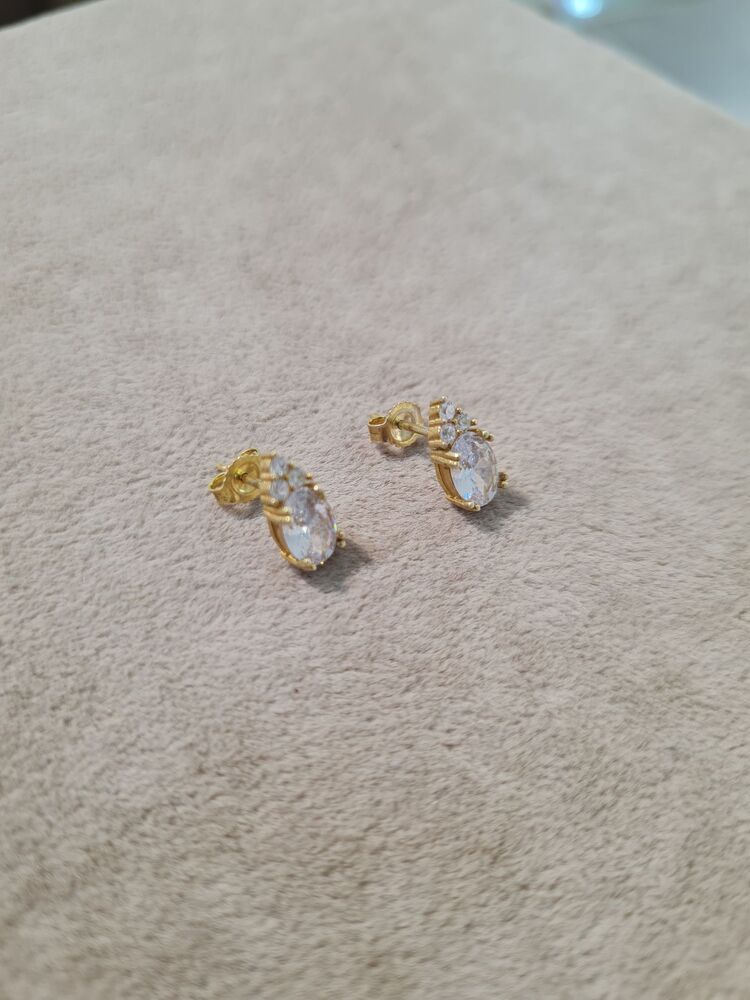 gümüş gold kaplama vidalı küpe