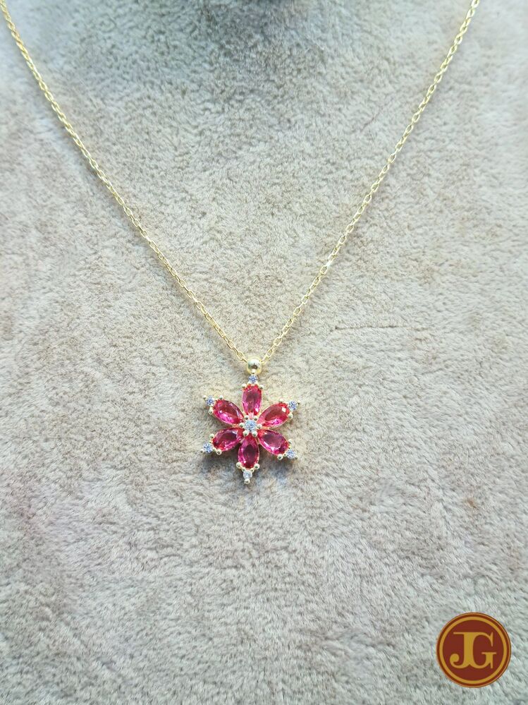 gümüş gold kaplama zirkon taşlı lotus kolye