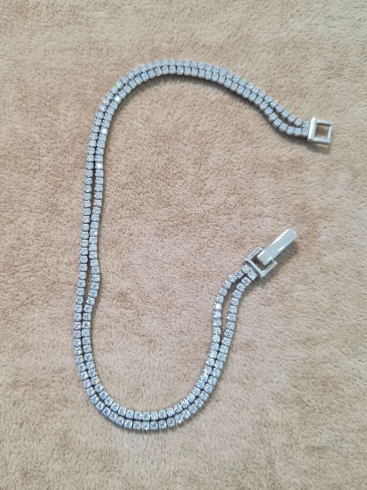 gümüş çiftli mini taşlı su yolu bileklik